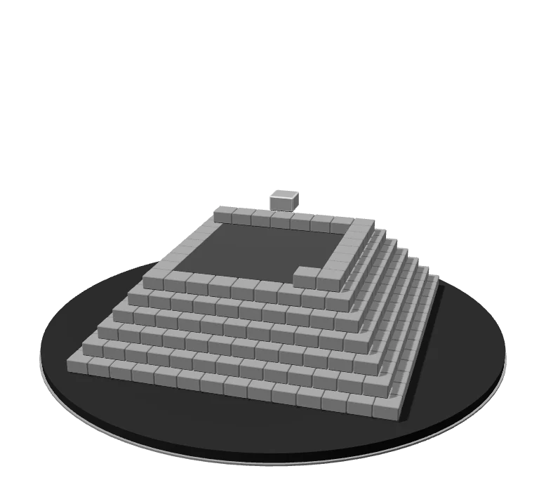 The app’s stepped stone pyramid, assembled from a year of small pieces