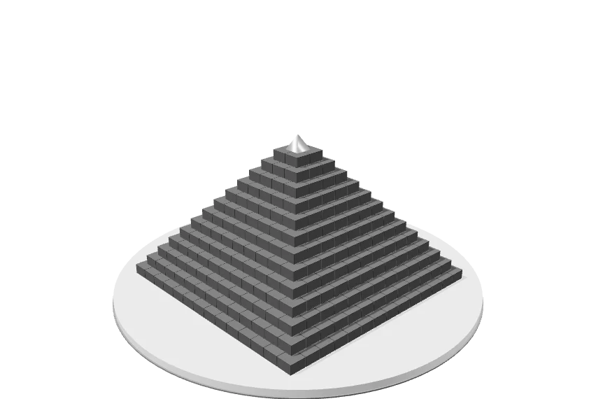 A completed pyramid on a circular architectural plinth