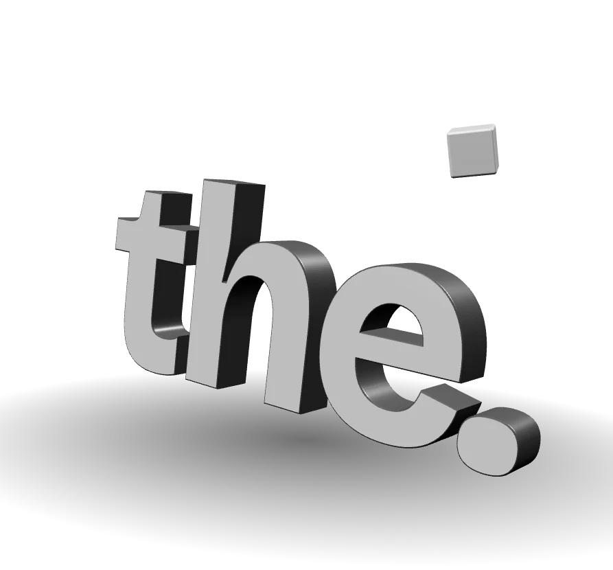 A dimensional silver the. wordmark